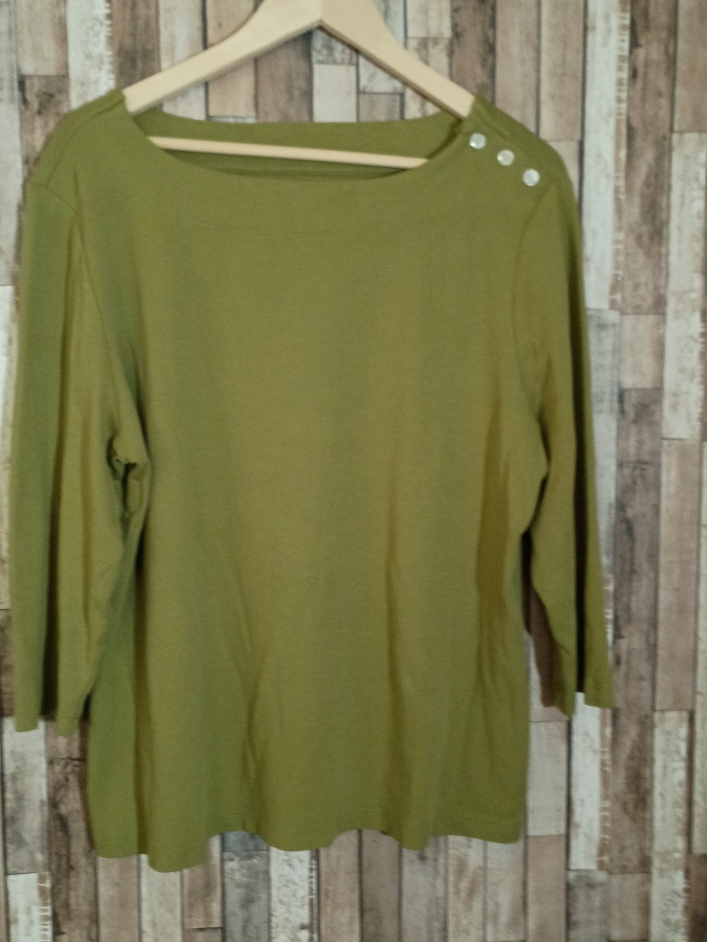 Olive Green Women's NorthStyle Button-Shoulder Top Sz XL
